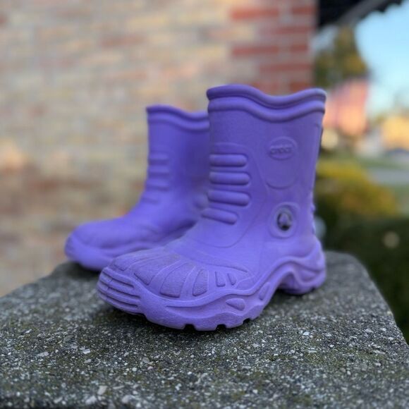 Crocs Handle It Boots Purple Slip on Unisex Kids M size 1 - W 3 - Picture 8 of 13